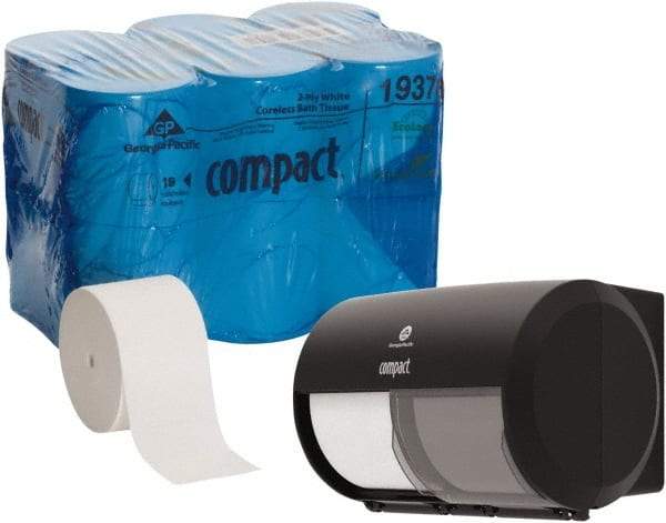 Georgia Pacific - 18' Roll Length Coreless Roll Toilet Tissue - 1,500 Sheets per Roll, 2 Ply, White - Americas Industrial Supply