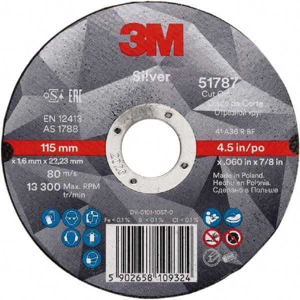 3M - 4-1/2" Ceramic Cutoff Wheel - 0.045" Thick, 7/8" Arbor, Use with Angle Grinders - Americas Industrial Supply