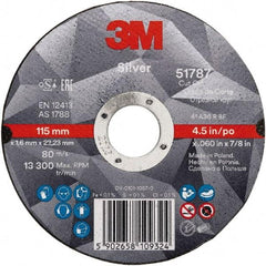 3M - 4-1/2" Ceramic Cutoff Wheel - 0.045" Thick, 7/8" Arbor, Use with Angle Grinders - Americas Industrial Supply