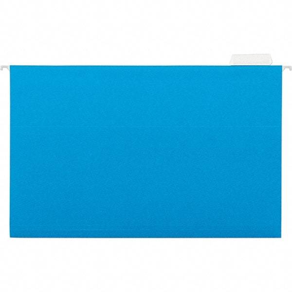 Universal One - 9-5/8 x 14-3/4", Legal, Blue, Hanging File Folder - 11 Point Stock, 1/5 Tab Cut Location - Americas Industrial Supply