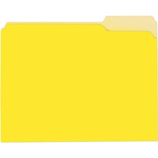 UNIVERSAL - 9-5/8 x 11-3/4", Letter Size, Yellow, File Folders with Top Tab - 11 Point Stock, 1/3 Tab Cut Location - Americas Industrial Supply