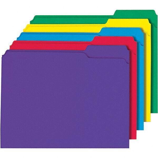 Universal One - 9-5/8 x 11-3/4", Letter Size, Assorted Colors, File Folders with Top Tab - 11 Point Stock, 1/3 Tab Cut Location - Americas Industrial Supply