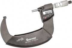 Starrett - 75 to 100mm Range, 0.001mm Graduation, Mechanical Outside Micrometer - Ratchet Thimble, 55mm Throat Depth, Accurate to 0.001mm - Americas Industrial Supply