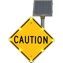 TAPCO - "Caution", 30" Wide x 30" High, Aluminum Traffic Control Signs - Fluorescent Yellow, Black, Diamond Grade Reflectivity, Diamond, Post Mount - Americas Industrial Supply