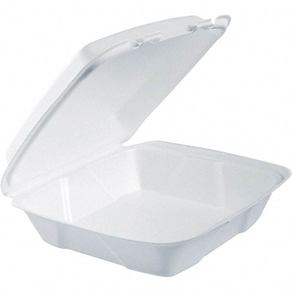 DART - 9-3/8 x 9-3/8 x 3" Foam Hinged Lid Containers - White - Americas Industrial Supply