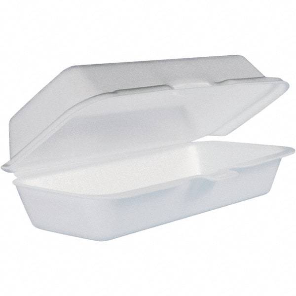 DART - 7-1/10 x 3-4/5 x 2-3/10" Foam Hot Dog Container with Hinged Lid - White - Americas Industrial Supply