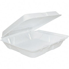 DART - 8 x 8 x 2-1/4" Foam Hinged Lid Containers - White - Americas Industrial Supply