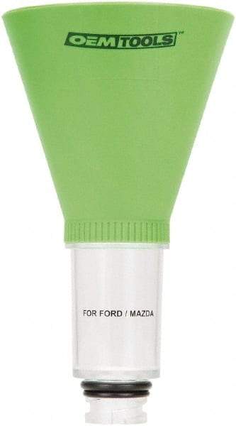 OEM Tools - 16 oz Capacity Plastic Funnel - 5" Mouth OD, 3-3/4" Straight Spout, Green & Clear - Americas Industrial Supply