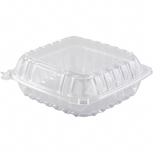 DART - 8-19/64 x 8-19/64 x 3" Hinged-Lid Plastic Containers - Clear - Americas Industrial Supply