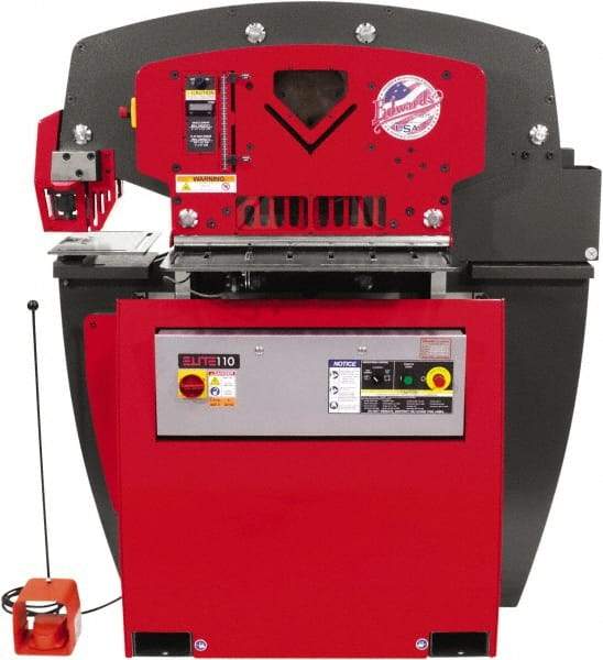 Edwards Manufacturing - 11-3/4" Throat Depth, 110 Ton Punch Pressure, 1-3/8" in 1" Punch Capacity Ironworker - 7-1/2 hp, 3 Phase, 460 Volts, 57-1/4" Wide x 66-1/16" High x 42-3/8" Deep - Americas Industrial Supply