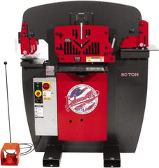 Edwards Manufacturing - 8-7/8" Throat Depth, 60 Ton Punch Pressure, 1-1/16" in 5/8" Punch Capacity Ironworker - 5 hp, 3 Phase, 460 Volts, 46-1/8" Wide x 56-1/8" High x 36-1/8" Deep - Americas Industrial Supply