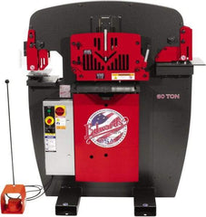 Edwards Manufacturing - 8-7/8" Throat Depth, 60 Ton Punch Pressure, 1-1/16" in 5/8" Punch Capacity Ironworker - 5 hp, 3 Phase, 230 Volts, 46-1/8" Wide x 56-1/8" High x 36-1/8" Deep - Americas Industrial Supply