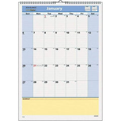 AT-A-GLANCE - 12 Sheet, 12 x 17", Wall Calendar - Blue & Yellow - Americas Industrial Supply