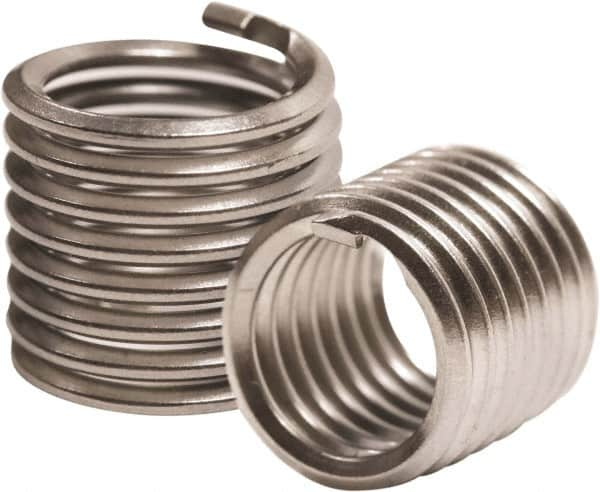 Recoil - 3/8-16 UNC, 0.938" OAL, Free Running Helical Insert - 12-7/8 Free Coils, Tangless, 304 Stainless Steel, Bright Finish, 2-1/2D Insert Length - Americas Industrial Supply