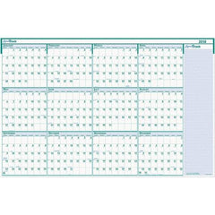 House of Doolittle - 1 Sheet, 24 x 37", Erasable Wall Calendar - White & Teal - Americas Industrial Supply