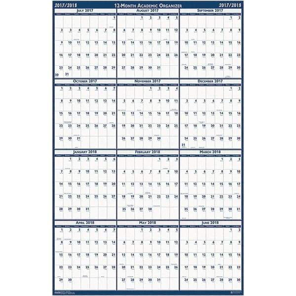 House of Doolittle - 1 Sheet, 24 x 37", Erasable Wall Calendar - Blue & Gray - Americas Industrial Supply