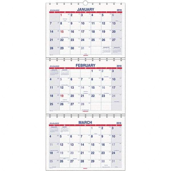 AT-A-GLANCE - 8 Sheet, 12 x 16-1/2", Wall Calendar - Americas Industrial Supply