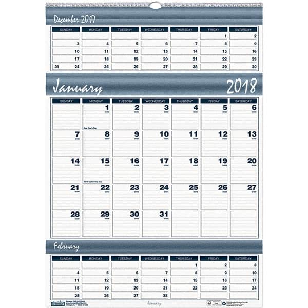House of Doolittle - 12 Sheet, 12 x 17", Wall Calendar - Blue & Gray - Americas Industrial Supply