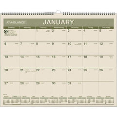 AT-A-GLANCE - 12 Sheet, 15 x 12", Wall Calendar - Green & White - Americas Industrial Supply