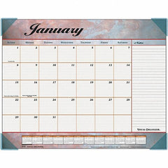 AT-A-GLANCE - 12 Sheet, 22 x 17", Desk Pad Calendar - Marble Burgundy - Americas Industrial Supply