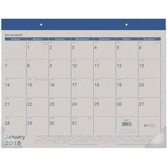 AT-A-GLANCE - 12 Sheet, 22 x 17", Desk Pad Calendar - Blue - Americas Industrial Supply