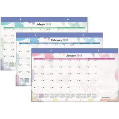AT-A-GLANCE - 12 Sheet, 17-3/4 x 10-7/8", Desk Pad Calendar - Watercolors - Americas Industrial Supply
