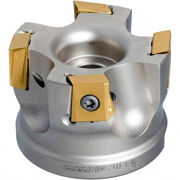 Iscar - 6 Inserts, 2-1/2" Cut Diam, 1" Arbor Diam, 0.63" Max Depth of Cut, Indexable Square-Shoulder Face Mill - 0/90° Lead Angle, 1-3/4" High, T490 LN.T 1607 Insert Compatibility, Through Coolant, Series Helitang - Americas Industrial Supply