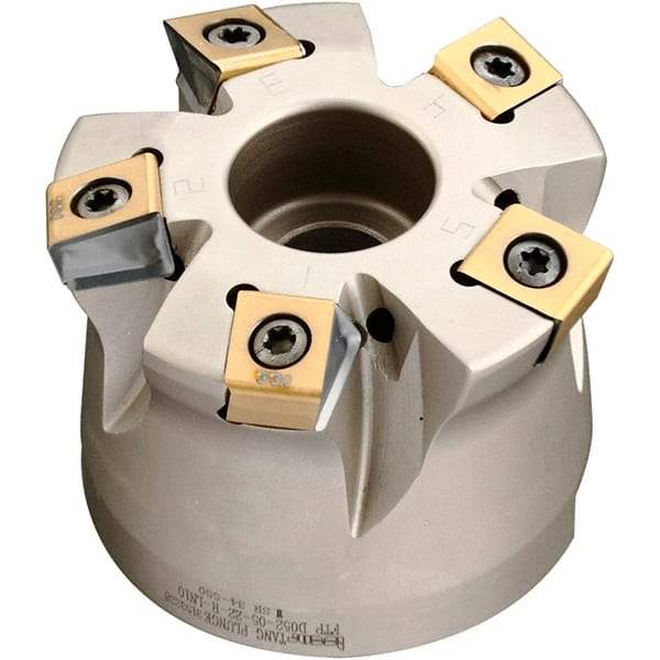 Iscar - 5 Inserts, 2" Cutter Diam, 0.071" Max Depth of Cut, Indexable High-Feed Face Mill - 3/4" Arbor Hole Diam, 1.57" High, FTP-LN10 Toolholder, LNHT 1006 Inserts, Series Helitang - Americas Industrial Supply