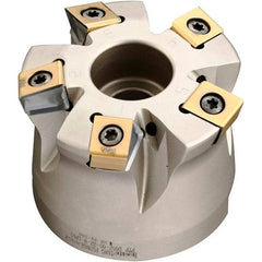 Iscar - 5 Inserts, 2" Cutter Diam, 0.071" Max Depth of Cut, Indexable High-Feed Face Mill - 3/4" Arbor Hole Diam, 1.57" High, FTP-LN10 Toolholder, LNHT 1006 Inserts, Series Helitang - Americas Industrial Supply