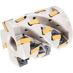 Iscar - 18 Inserts, 63mm Cut Diam, 27mm Arbor Diam, 69mm Max Depth of Cut, Indexable Square-Shoulder Face Mill - 80mm High, XNMU 1306 Insert Compatibility, Through Coolant, Series HeliSlot - Americas Industrial Supply