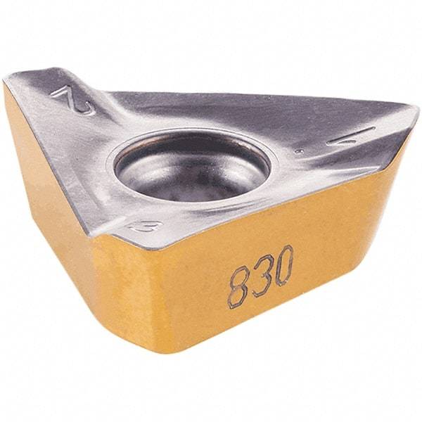 Iscar - HM390 TDKT1907 PDTR Grade IC810 Carbide Milling Insert - AlTiN/TiN Finish, 0.276" Thick, 14mm Inscribed Circle, 0.79mm Corner Radius - Americas Industrial Supply