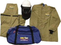 Stanco Safety Products - Size XXXL, 4 HRC, 11 oz Arc Flash Clothing Kit - 44 cal per Sq cm, Face Shield & Hard Hat Protection, 35" Coat & Bib Overalls, Includes Gear Bag - Americas Industrial Supply