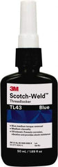 3M - 50 mL, Blue, Medium Strength Liquid Threadlocker - Series TL43, 24 hr Full Cure Time - Americas Industrial Supply