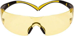 3M - Amber Lenses, Frameless Safety Glasses - Anti-Fog, Yellow, Black Frame, Size Universal, Wrap Around - Americas Industrial Supply