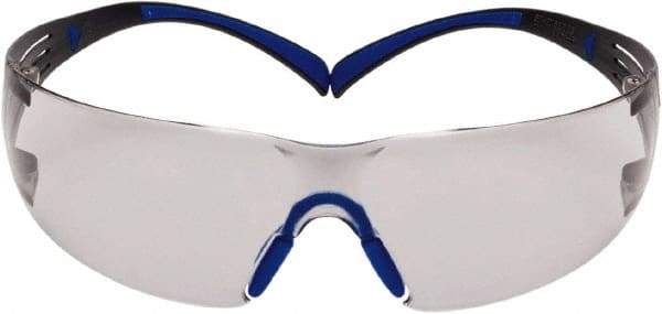 3M - Indoor/Outdoor Gray Lenses, Frameless Safety Glasses - Anti-Fog, Blue/Gray Frame, Size Universal, Wrap Around - Americas Industrial Supply