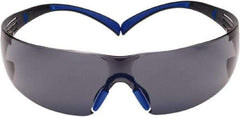 3M - Gray Lenses, Frameless Safety Glasses - Anti-Fog, Blue/Gray Frame, Size Universal, Wrap Around - Americas Industrial Supply