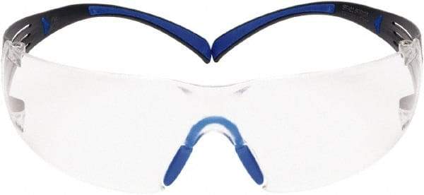 3M - Clear Lenses, Frameless Safety Glasses - Anti-Fog, Blue/Gray Frame, Size Universal, Wrap Around - Americas Industrial Supply