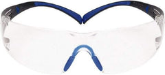3M - Clear Lenses, Frameless Safety Glasses - Anti-Fog, Blue/Gray Frame, Size Universal, Wrap Around - Americas Industrial Supply