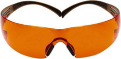 3M - Orange Lenses, Frameless Safety Glasses - Anti-Fog, Brown, Black Frame, Size Universal, Wrap Around - Americas Industrial Supply