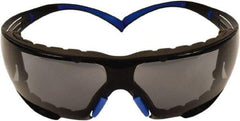 3M - Gray Lenses, Frameless Safety Glasses - Anti-Fog, Blue/Gray Frame, Size Universal, Wrap Around - Americas Industrial Supply