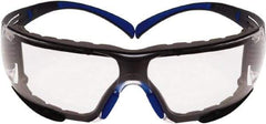 3M - Clear Lenses, Frameless Safety Glasses - Anti-Fog, Blue/Gray Frame, Size Universal, Wrap Around - Americas Industrial Supply