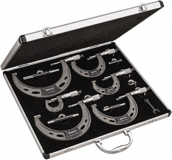 Starrett - Mechanical Outside Micrometer Sets Minimum Measurement (Inch): 0 Maximum Measurement (Inch): 6 - Americas Industrial Supply