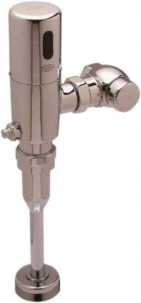 Zurn - 3/4" Spud Coupling, 1" Pipe, Urinal Automatic Flush Valve - Single Flush, 0.125 Gal per Flush, Chrome Cover, Powered by 4 AA Batteries - Americas Industrial Supply