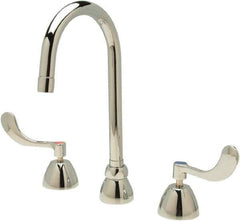 Zurn - Gooseneck, Two Handle, Chrome Plated Deck Mount, Laboratory Faucet - Wrist Blade Handle - Americas Industrial Supply