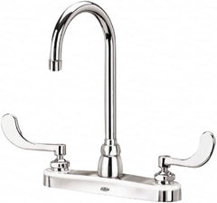 Zurn - Gooseneck, Two Handle, Chrome Plated Deck Mount, Laboratory Faucet - Wrist Blade Handle - Americas Industrial Supply