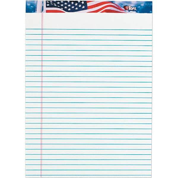 TOPS - 50 Sheet, 8-1/2 x 11-3/4", Legal/Wide (Style) Writing Pad - Red, White & Blue - Americas Industrial Supply