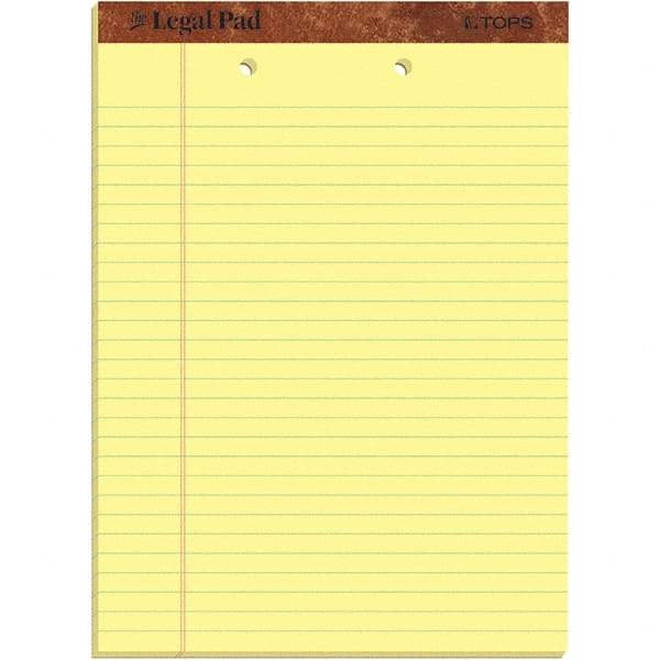 TOPS - 50 Sheet, 8-1/2 x 11-3/4", Legal/Wide (Style) Legal Pad - Canary - Americas Industrial Supply