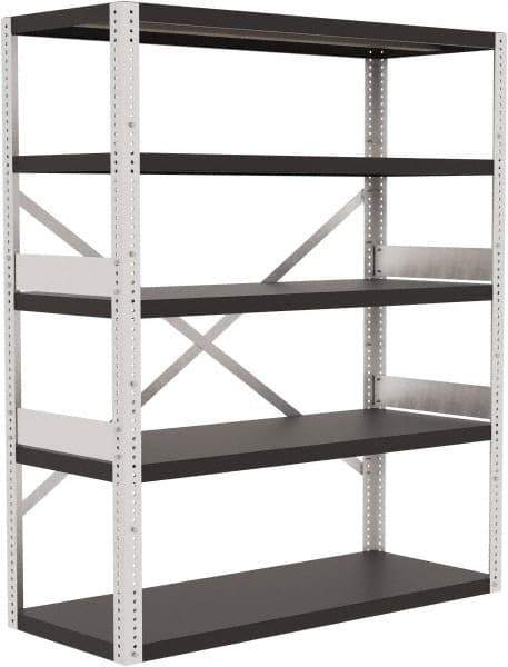 Valley Craft - 4 Shelf Starter Open Steel Shelving - 10,000 Lb Capacity, 60" Wide x 72" High x 24" Deep, Gray - Americas Industrial Supply