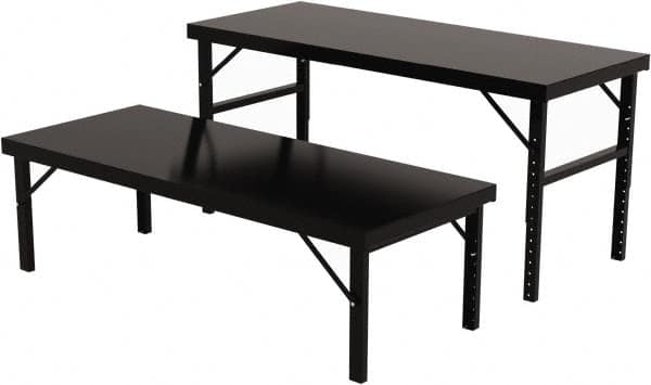 Valley Craft - 34 Wide x 84" Deep x 28" High, Steel Work Table - 14 Gauge Stainless Steel Top, Adjustable Height Legs, Gray - Americas Industrial Supply