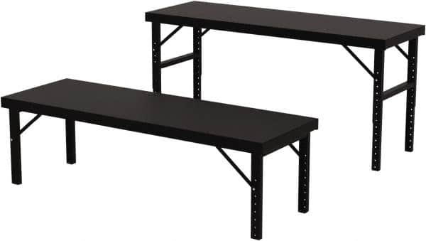 Valley Craft - 28 Wide x 84" Deep x 28" High, Steel Work Table - 14 Gauge Stainless Steel Top, Adjustable Height Legs, Gray - Americas Industrial Supply